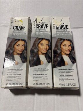 Color Crave Shimmering Platinum Hair Makeup (45 mL) 3 pack